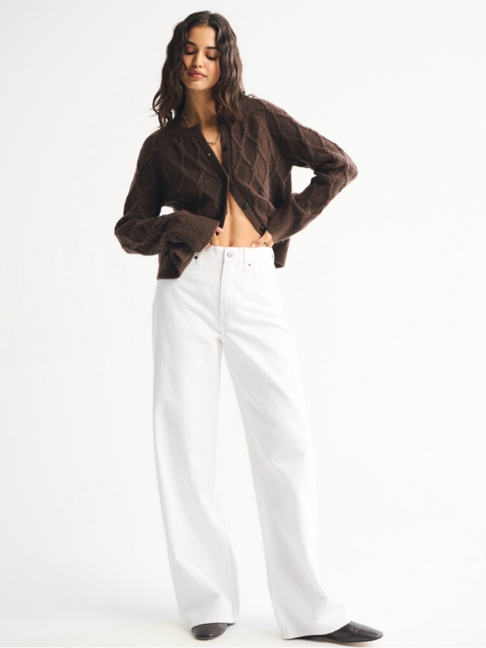 Abercrombie & Fitch White High Rise Wide Leg Women's Jeans
